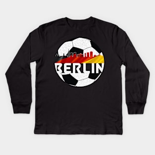 Berlin Germany Euro 2024 football—White text Kids Long Sleeve T-Shirt